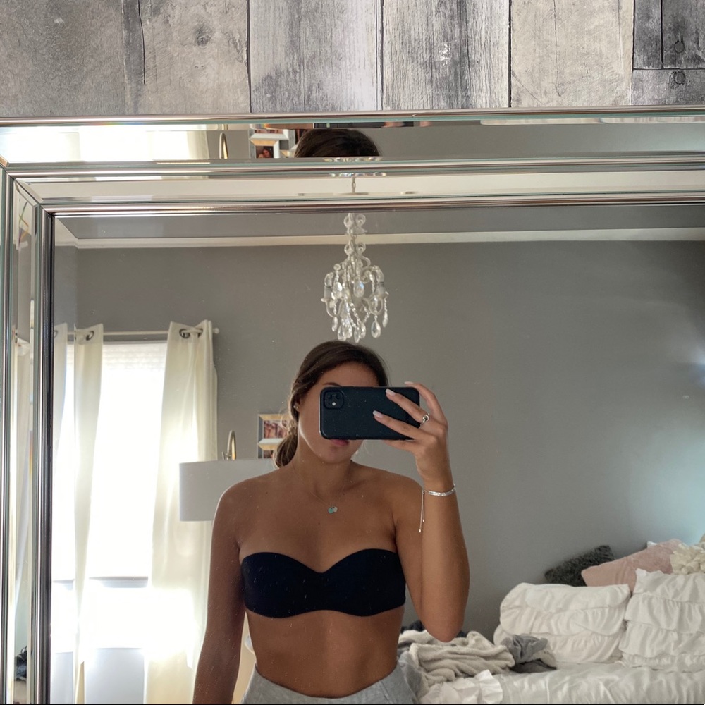 strapless black bikini top